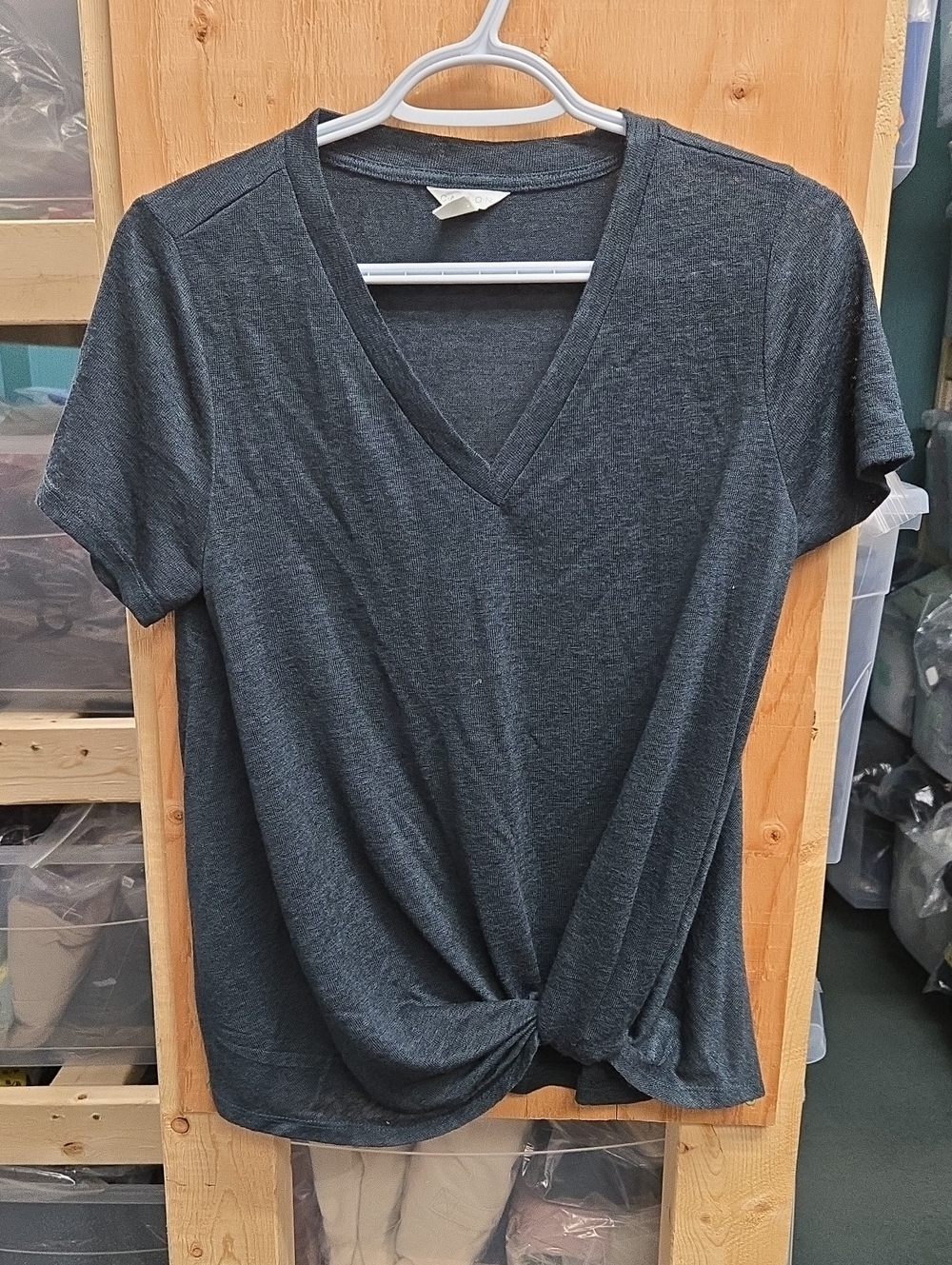 Caslon Size S Dark Grey V-Neck Knot T-Shirt